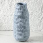 12.6 Inch Mat Blue Modern Handmade Ceramic Vase, Rustic Farmhouse Decorative Flower Vases for Home Decor,Pampas Grass Bouquet, Living Room,Kitchen,Office,Bedroom,Centerpiece Table Decorations - Image 2