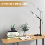 LED Desk Lamp with Dual Heads, Height Adjustable, USB Charging Port, 5 Light Modes & Dimmable Brightness, Bedside Lamp for Reading, Crafting, Work, Study (Black, 15W) - Image 4