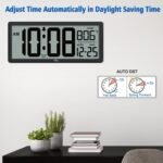 WallarGe 14.5'' Large Digital Wall Clock Battery Operated with Jumbo Numbers, Temperature and Date - Easy to Read and Set, Auto DST - Image 5