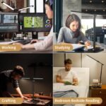 LED Desk Lamp with Dual Heads, Height Adjustable, USB Charging Port, 5 Light Modes & Dimmable Brightness, Bedside Lamp for Reading, Crafting, Work, Study (Black, 15W) - Image 8