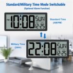 WallarGe 14.5'' Large Digital Wall Clock Battery Operated with Jumbo Numbers, Temperature and Date - Easy to Read and Set, Auto DST - Image 6