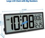 WallarGe 14.5'' Large Digital Wall Clock Battery Operated with Jumbo Numbers, Temperature and Date - Easy to Read and Set, Auto DST - Image 7