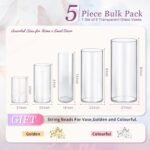 5pcs Glass Vase Cylinder Vases for Centerpieces Small Flower Glass Vases Home Decor Centerpiece Table Clear Flower Vase Decorations for Wedding＆Holiday 4,6,7.5,8,10 Inch Tall - Image 3