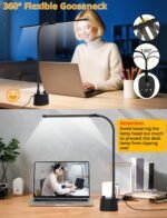 Desk Lamp with Dual Head & 10W Smart Dual USB Charging Port 5 Color Modes Dimmable Reading Light 2600 Lumens 12W Table Lamp for Bedside Office, Adapter Include - Image 6