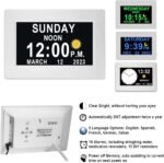 MASSII 𝗨𝗽𝗴𝗿𝗮𝗱𝗲𝗱 Dementia Clock 19 Alarms with Auto DST, DIY Custom Reminders,10 Auto-Dim Options, Non-Abbreviated Digital Clock for Elderly, Memory Battery Included (7 Inch with Remote) - Image 6