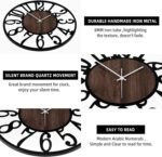 LEIKE Large Wall Clocks,Silent,Non Ticking,Battery Operated Rustic Round Modern Big Wood Wall Clock for Living Room, Bedroom,Kitchen,Farmhouse,Office,Home Decor-16 Inch(Black-Arabic Number) - Image 4