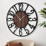 LEIKE Large Wall Clocks,Silent,Non Ticking,Battery Operated Rustic Round Modern Big Wood Wall Clock for Living Room, Bedroom,Kitchen,Farmhouse,Office,Home Decor-16 Inch(Black-Arabic Number) - Image 6