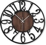 LEIKE Large Wall Clocks,Silent,Non Ticking,Battery Operated Rustic Round Modern Big Wood Wall Clock for Living Room, Bedroom,Kitchen,Farmhouse,Office,Home Decor-16 Inch(Black-Arabic Number) - Image 9