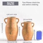 Ceramic Rustic Vase, Christmas Flower Vase with Handle, 9 inch Farmhouse Pottery Flower Vase for Home Decor, Living Room Shelf Decor, Enterway, Table - Image 4