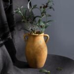 Ceramic Rustic Vase, Christmas Flower Vase with Handle, 9 inch Farmhouse Pottery Flower Vase for Home Decor, Living Room Shelf Decor, Enterway, Table - Image 8