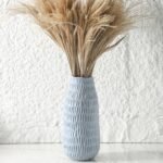 12.6 Inch Mat Blue Modern Handmade Ceramic Vase, Rustic Farmhouse Decorative Flower Vases for Home Decor,Pampas Grass Bouquet, Living Room,Kitchen,Office,Bedroom,Centerpiece Table Decorations - Image 3