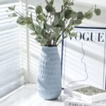 12.6 Inch Mat Blue Modern Handmade Ceramic Vase, Rustic Farmhouse Decorative Flower Vases for Home Decor,Pampas Grass Bouquet, Living Room,Kitchen,Office,Bedroom,Centerpiece Table Decorations - Image 5