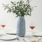 12.6 Inch Mat Blue Modern Handmade Ceramic Vase, Rustic Farmhouse Decorative Flower Vases for Home Decor,Pampas Grass Bouquet, Living Room,Kitchen,Office,Bedroom,Centerpiece Table Decorations - Image 7