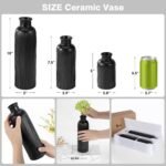 Small Black Ceramic Vase Set of 3, Boho Modern Black Flower Vase Room Decor, Farmhouse Decor, Vases for Your Kitchen, Bathroom, Bedroom, Living Room, Office&Shelf Centerpiece Table Decorations - Image 3