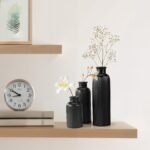 Small Black Ceramic Vase Set of 3, Boho Modern Black Flower Vase Room Decor, Farmhouse Decor, Vases for Your Kitchen, Bathroom, Bedroom, Living Room, Office&Shelf Centerpiece Table Decorations - Image 5