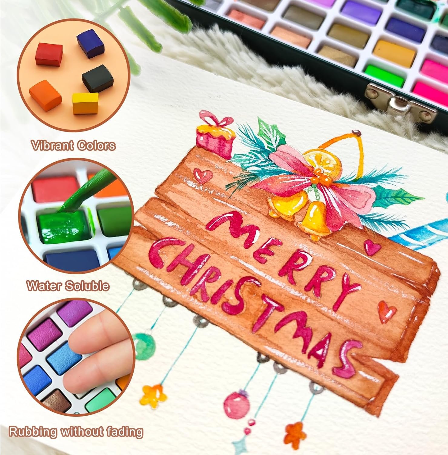 Artecho Watercolor Paint Set 100 Colors with Metallic in Portable Box, Paint Kit with Watercolor Papers and Brushes, Water Color Set for Beginners & Professionals - Image 6