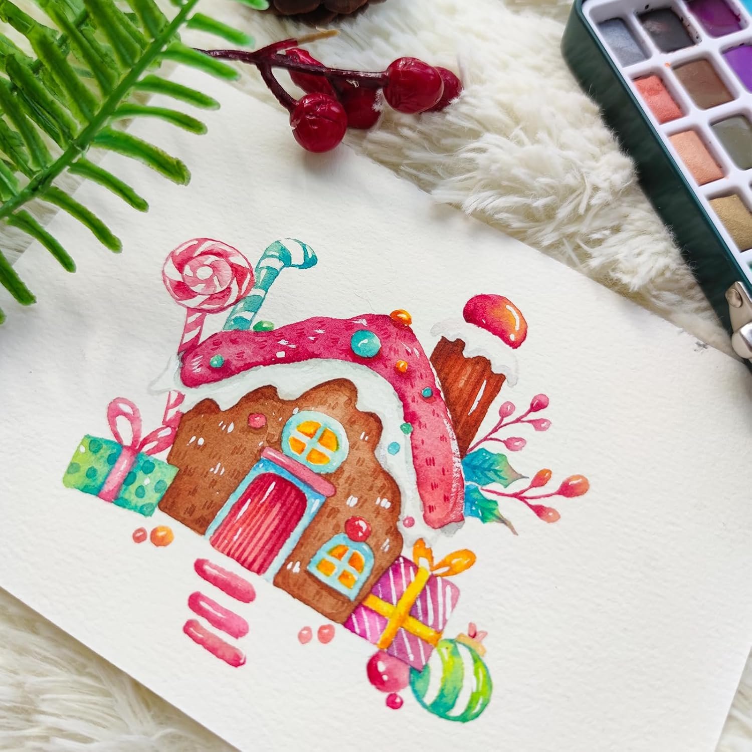 Artecho Watercolor Paint Set 100 Colors with Metallic in Portable Box, Paint Kit with Watercolor Papers and Brushes, Water Color Set for Beginners & Professionals - Image 7