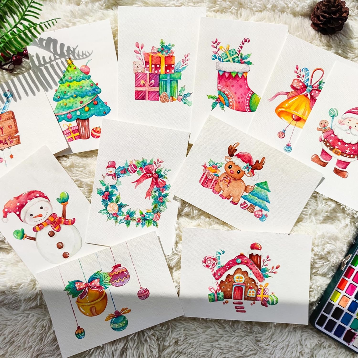 Artecho Watercolor Paint Set 100 Colors with Metallic in Portable Box, Paint Kit with Watercolor Papers and Brushes, Water Color Set for Beginners & Professionals - Image 8