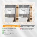 Tanmicoshomy 20x 28 Inch Rectangle Wall Mirror, Natural Shell Framed Rectangular Mirror for Bathroom, Vanity, Bedroom, Living Room, Entryway, Wall Mounted Horizontal or Vertical, White - Image 7