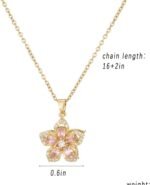 Necklace for Women Gold Flower Fidget Necklace Rotatable Crystal Silver Blossom Pendant Necklaces Adjustable Spinning Fidget Necklaces Redbud Flower Choker Funny Gift Jewelry - Image 4