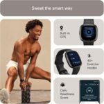 Fitbit Versa 4 Fitness Smartwatch with Daily Readiness, GPS, 24/7 Heart Rate, 40+ Exercise Modes, Sleep Tracking and more, Black/Graphite, One Size (S & L Bands Included) - Image 3