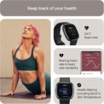 Fitbit Versa 4 Fitness Smartwatch with Daily Readiness, GPS, 24/7 Heart Rate, 40+ Exercise Modes, Sleep Tracking and more, Black/Graphite, One Size (S & L Bands Included) - Image 5
