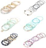 LOYALLOOK 6 Sets Bohemian Stackable Bead Bracelets for Women Stretch Bohemian Style Stretch Multilayered Boho Bracelet Set - Image 6