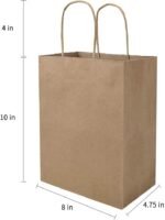 bagmad 100 Pack 8x4.75x10 Inch Plain Medium Paper Bags with Handles Bulk, Brown Kraft Craft Gift Bags, Grocery Shopping Retail Birthday Party Favors Wedding Sacks (Natural Brown, 100pcs) - Image 4