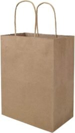 bagmad 100 Pack 8x4.75x10 Inch Plain Medium Paper Bags with Handles Bulk, Brown Kraft Craft Gift Bags, Grocery Shopping Retail Birthday Party Favors Wedding Sacks (Natural Brown, 100pcs) - Image 9