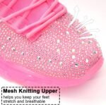 BELOS Women's Rhinestone Mesh Slip On Walking Shoes Fashion Breathable Spakle Glitter Sneaker - Image 4