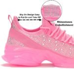 BELOS Women's Rhinestone Mesh Slip On Walking Shoes Fashion Breathable Spakle Glitter Sneaker - Image 5
