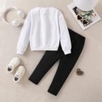Toddler Girl Clothes Figure Graphic Drop Shoulder Top Heart Shaped Butterfly Pattern Fall Winter Outfit Set - Image 7