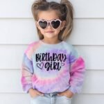 BOUTIKOME Birthday Sweatshirts Girls Toddler Kid Tie Dye Long Sleeve Shirt B-day Outfits Gifts Party Pullover Fall Tops 3-10Y - Image 4
