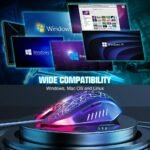 BENGOO Gaming Mouse Wired, Ergonomic Gamer Laptop PC Optical Computer Mice with RGB Backlit, 4 Adjustable DPI Up to 3600, 6 Programmable Buttons for Windows 7/8/10/XP Vista Linux -Black - Image 5