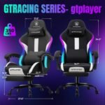 GTRACING Gaming Chair with Foot Rest & Racing Style RGB LED Lights, Breathable Fabric for Home Office Desk, Ergonomic High Back Computer Chair with Headrest & Lumbar Support, RGB Black - Image 3