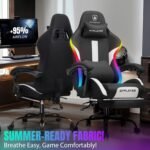 GTRACING Gaming Chair with Foot Rest & Racing Style RGB LED Lights, Breathable Fabric for Home Office Desk, Ergonomic High Back Computer Chair with Headrest & Lumbar Support, RGB Black - Image 4