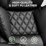 COMHOMA Big and Tall Office Chair, High Back Leather Gaming Chair with Footrest, Executive Ergonomic Office Chair with Pocket Spring Lumbar Support and with Outward Fixed Soft Armrests - Image 7