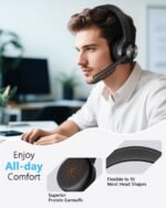Wireless Headset with Mic for Work, Bluetooth 5.4 Office Headset with AI Noise Cancelling, USB A/C Dongle & Mic Mute for Computer Laptop PC, Lightweight Design for Call Center - Image 7