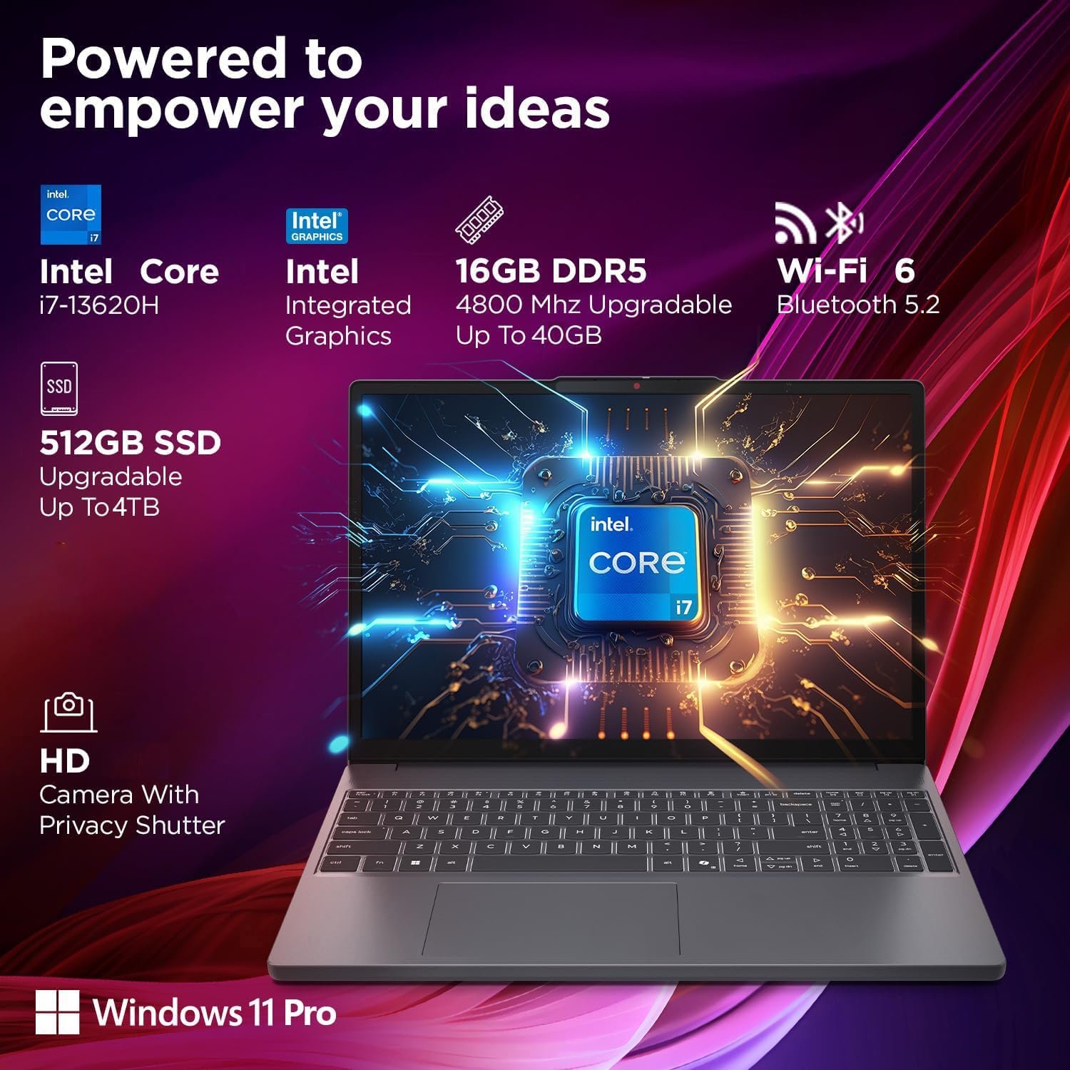 Lenovo Laptop Computer, Intel 10-Core i7-13620H (Beat Ultra 7 255U), 16GB DDR5 RAM, 1TB PCIe SSD, 16" FHD+, WiFi 6, Bluetooth 5.2, Type-C, Copilot AI for Business & Home, Luna Grey, Windows 11 Pro - Image 3