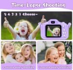 Upgraded 48MP Kids Camera for Girls Boys 3-12, Video Selfie Camera-Christmas Birthday Gift for Toddler, HD Digital Camera Toy for Child with 32GB SD Card & Silicone Cover (Purple) - Image 6