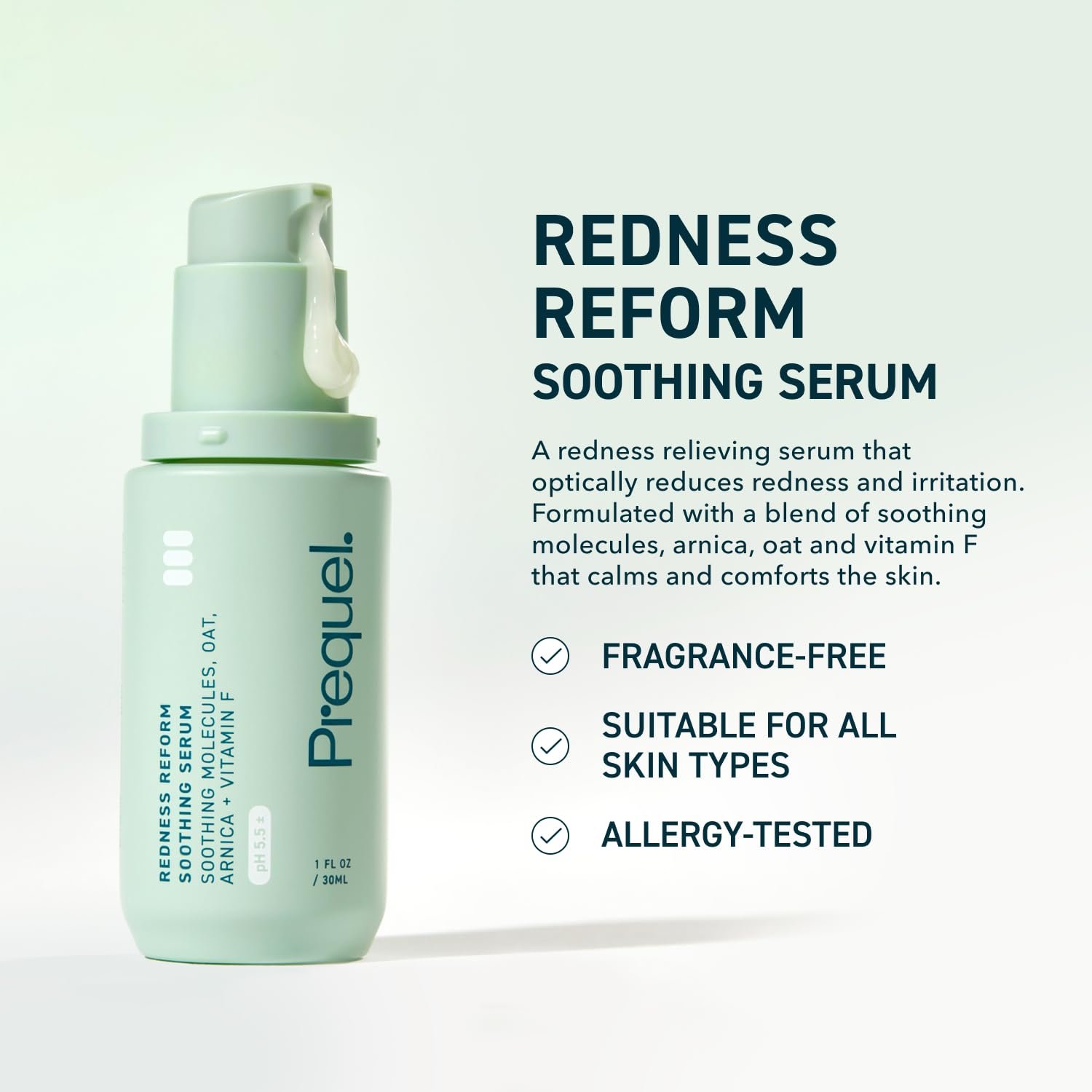 Prequel Skin Redness Reform, Calming Serum for Face. Advanced Clinical Optical Corrector for Redness and Discomfort. Soothing Face Serum with Oat Extract for Sensitive Skin. 1oz Pump - Image 3