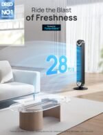 Dreo Tower Fan for Bedroom, Upgraded DC 9 Speeds 25dB Ultra-Quiet Floor Fan, 90° Oscillating Fans with 28ft/s Velocity, 12H Timer, Standing Fan, Bladeless Fan Powerful for Home Office Room - Image 3