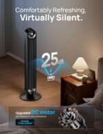 Dreo Tower Fan for Bedroom, Upgraded DC 9 Speeds 25dB Ultra-Quiet Floor Fan, 90° Oscillating Fans with 28ft/s Velocity, 12H Timer, Standing Fan, Bladeless Fan Powerful for Home Office Room - Image 4