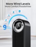 Dreo Tower Fan for Bedroom, Upgraded DC 9 Speeds 25dB Ultra-Quiet Floor Fan, 90° Oscillating Fans with 28ft/s Velocity, 12H Timer, Standing Fan, Bladeless Fan Powerful for Home Office Room - Image 5
