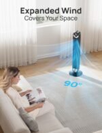 Dreo Tower Fan for Bedroom, Upgraded DC 9 Speeds 25dB Ultra-Quiet Floor Fan, 90° Oscillating Fans with 28ft/s Velocity, 12H Timer, Standing Fan, Bladeless Fan Powerful for Home Office Room - Image 6