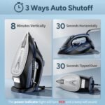Steam Iron for Clothes Fast Heating, 1700W Iron Precision with Thermostat Dial, Ceramic Soleplate, Auto shutoff, Burst Steam, Self-Cleaning, 15.21oz Water Tank Ironing Clothes for Home, Blue - Image 6