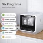 COMFEE' Portable Mini Dishwasher Countertop with 5L Built-in Water Tank for Apartments& RVs, No Hookup Needed, 6 Programs, 360° Dual Spray, 162℉ High-Temp& Air-Dry Function - Image 7