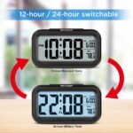 Peakeep Night Light Digital Alarm Clock Battery Operated with Indoor Temperature, Desk Small Clock (Black) - Image 6