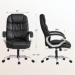Homall Office Chair High Back Computer Desk Chair, PU Leather Adjustable Height Modern Executive Swivel Task Chair with Padded Armrests and Lumbar Support (Black) - Image 3