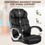 Homall Office Chair High Back Computer Desk Chair, PU Leather Adjustable Height Modern Executive Swivel Task Chair with Padded Armrests and Lumbar Support (Black) - Image 5